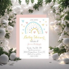 Vattenskärna för regnbåge, rosa Blue Baby Shower Inbjudningar
