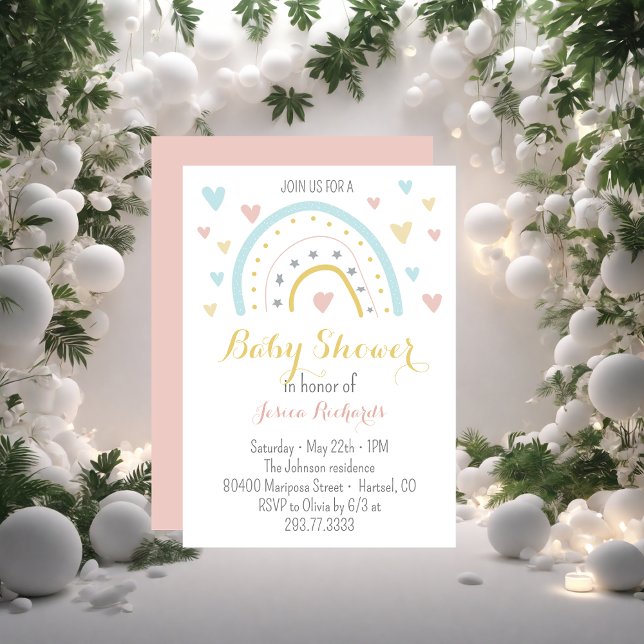 Vattenskärna för regnbåge, rosa Blue Baby Shower Inbjudningar (Skapare uppladdad)