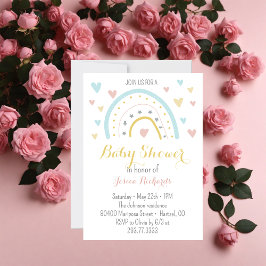 Vattenskärna för regnbåge, rosa Blue Baby Shower Inbjudningar
