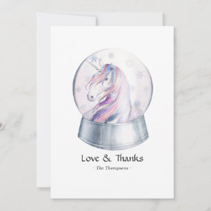 Vattenskärna Glitter Unicorn-julskuva Tack Kort