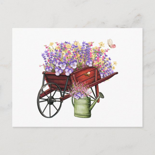 Vattenskärna Land Wagon, Vattendjor och blommor Vykort (Framsida)