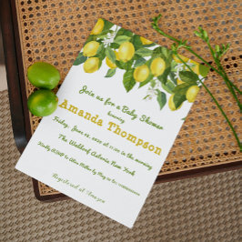 Vattenskärna Lemon och Flower Gult Vita babyskor Inbjudningar