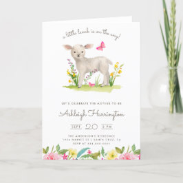 Vattenskärna Little Lamb Vår Meadow Baby Shower Inbjudan