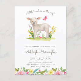 Vattenskärna Little Lamb Vår Meadow Baby Shower Inbjudan Vykort