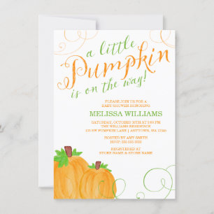 Vattenskärna Little Pumpkin Fall Baby Shower Inbjudningar