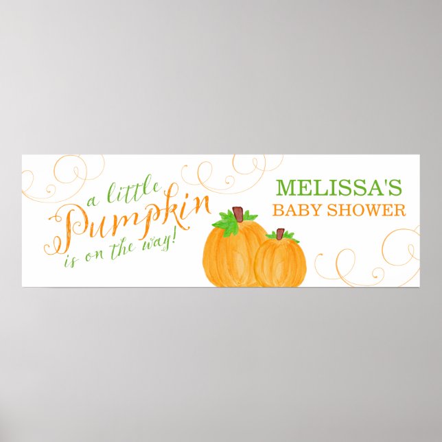 Vattenskärna Little Pumpkin Fall Baby Shower Poster (Framsidan)