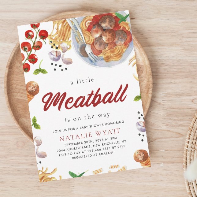 Vattenskärna Meatball Italienskt babyskor Inbjudningar (Skapare uppladdad)