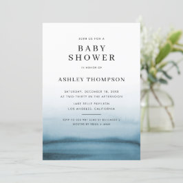 Vattenskärna Ombre Navy Blue Modern Baby Shower Inbjudningar