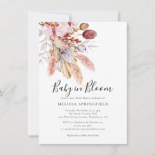 Vattenskärna Pampas Grass Boho Girl Baby Shower Inbjudningar