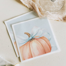 Vattenskärna Pumpkin Blue Bow Baby Shower Pappersservett