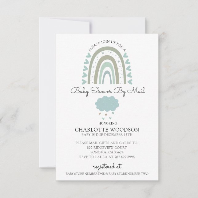 Vattenskärna regnbåge blå Pojke per e-post Inbjudningar (Framsida)