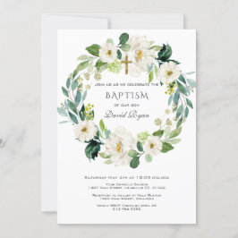 Vattenskärna Vita blommor Utandning Kor Baptism Inbjudningar