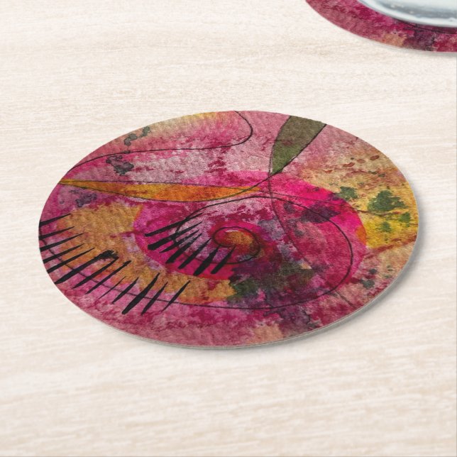 Vattenskärning och Bläck Abstrakt - vacker målning Underlägg Papper Rund (Vinklad)