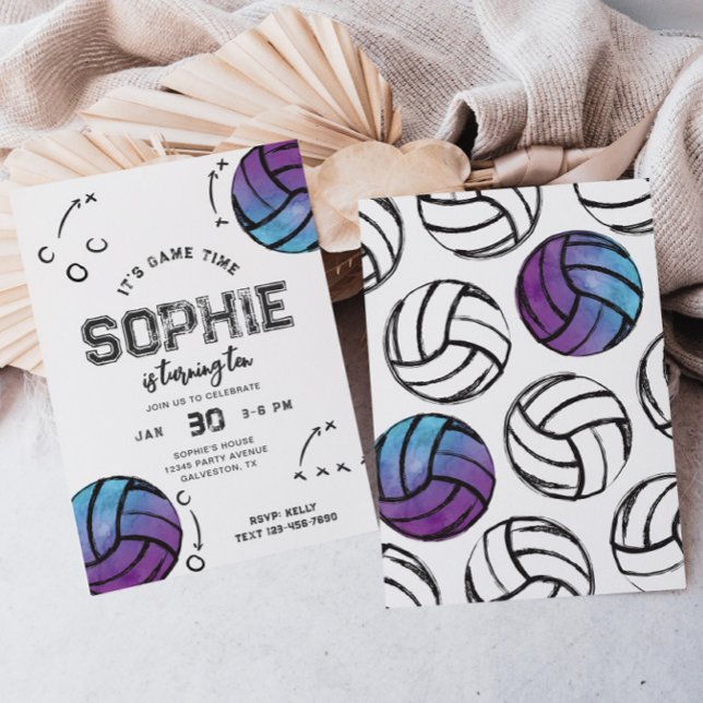 Vattenskärning Voleyball Birthday-inbjudan Inbjudningar (Skapare uppladdad)