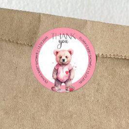 Vattenskärtad björn Baby Shower Tack Runt Klistermärke