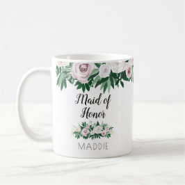 Vattenskärtad Blommigt Vit Grönt Maid of honor-fav Kaffemugg
