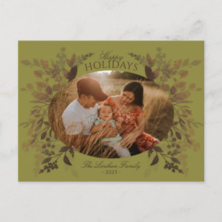 Vattenskärtad botaniska vykort Grönt