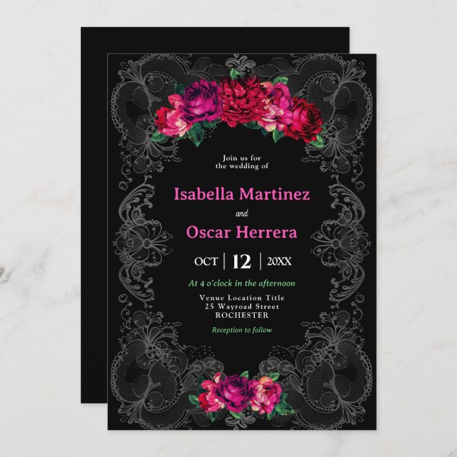 Vattenskärtad bröllopsinbjudan från Mexiko Inbjudningar (Fram/baksida)