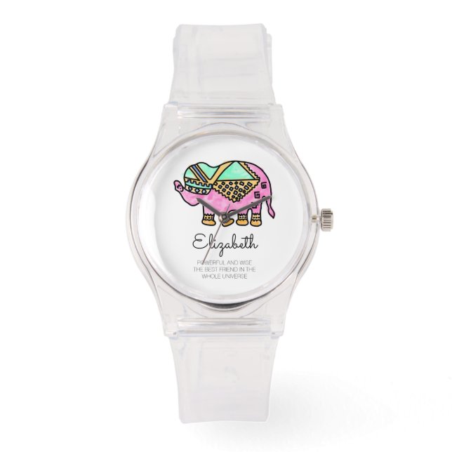 Vattenskärtad, färglös, modern personlig armbandsur (Framsida)