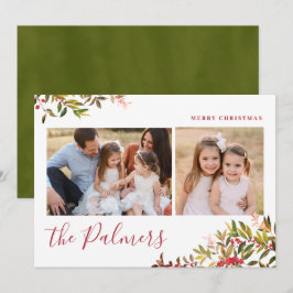 Vattenskärtad julgransfamilj Namnteckning Julkort