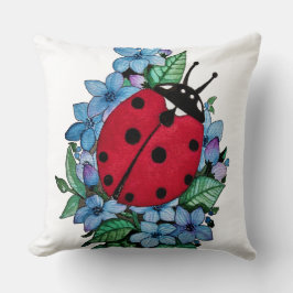 Vattenskärtad Ladybug med blå Vild Kudde