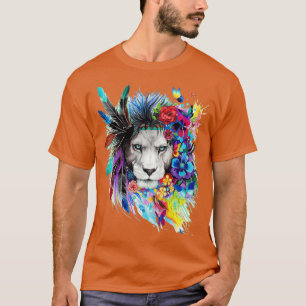 Vattenskärtad Lejon konstnärlig målning med färg T Shirt