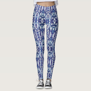 Vattenskärtad Mörk blått Shades shibori tie-dye Leggings