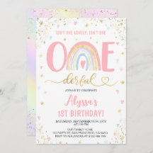 Vattenskärtad pastellflicka 1:a födelsedagen Party