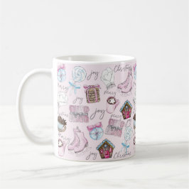 Vattenskärtad Rosa jul, Cute Girly Kaffemugg