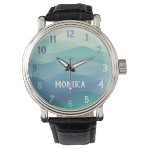 Vattenskärtad turkos Blått Ombre-lager Armbandsur