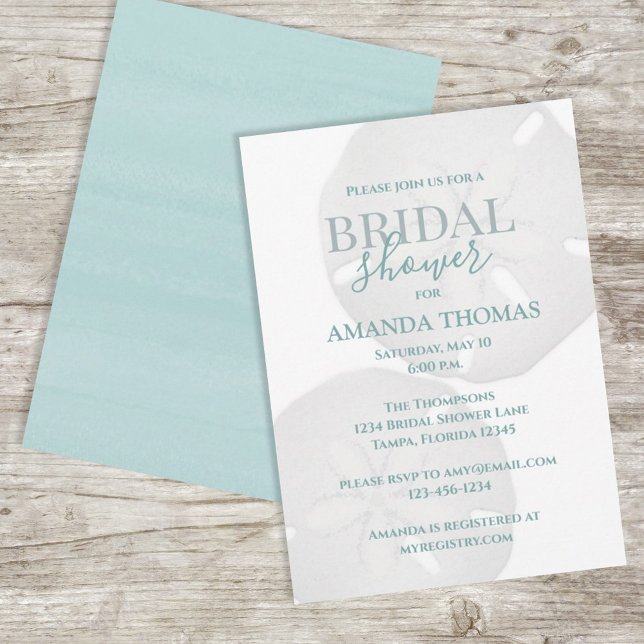 Vattenskärtad turkos Seaside Sand Dollar-Elegant Inbjudningar (Skapare uppladdad)