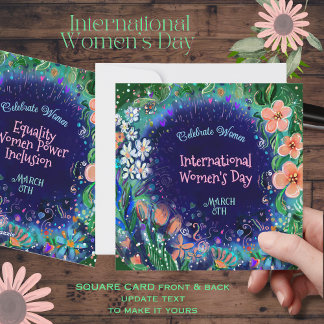 Vattenskärtad vibrerande Blommigt Kvinnodagen Julkort