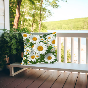 Vattenskärtad vit daisy vit blommigt kudde