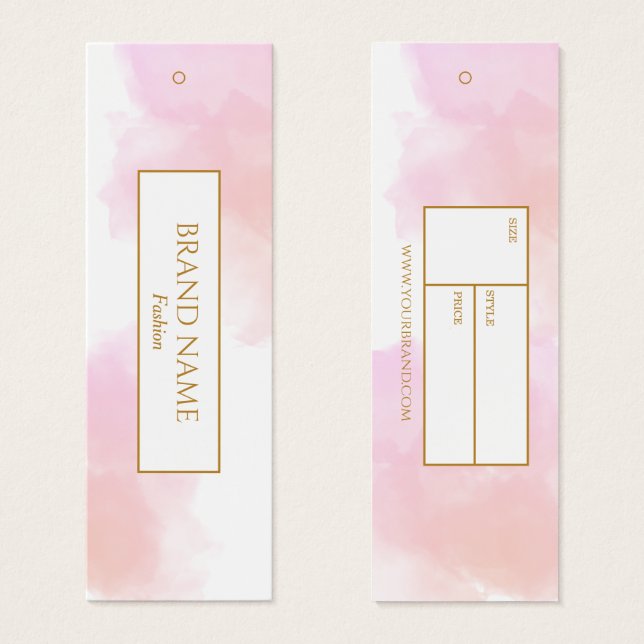 Vattenskärtad vit märkre, hängning | GULD Litet Visitkort (Framsida & baksida)