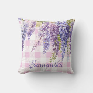 Vattenskärtad wisteri blommigt, vit rosa kudde