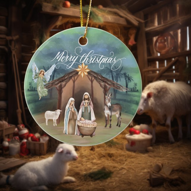 Vattenskärtaren Nativitetshöjdsscen Julgransprydnad Keramik (Skapare uppladdad)