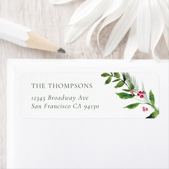 Vattenskärtaren Winter Löv Julens Returadress Etikett (Insitu)