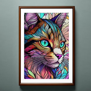 Vattenskärtat glas, Stil Cat 2:3 Poster