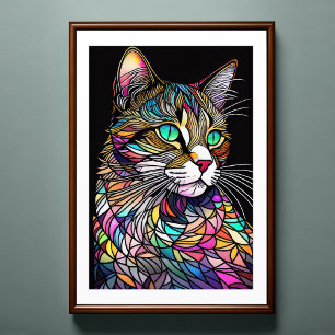 Vattenskärtat glas, Stil Cat 2:3 Poster