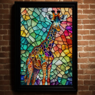 Vattenskärtat glas Stil Giraffe 2:3 Poster