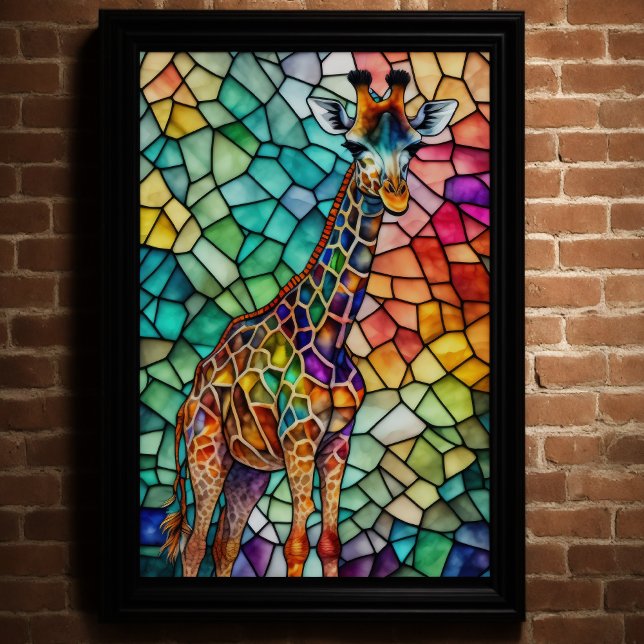 Vattenskärtat glas Stil Giraffe 2:3 Poster (Skapare uppladdad)