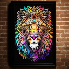 Vattenskärtat glas Stil Lejon 2:3 Poster