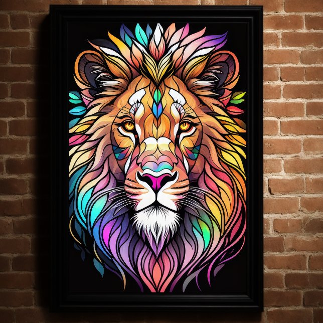 Vattenskärtat glas Stil Lejon 2:3 Poster (Skapare uppladdad)