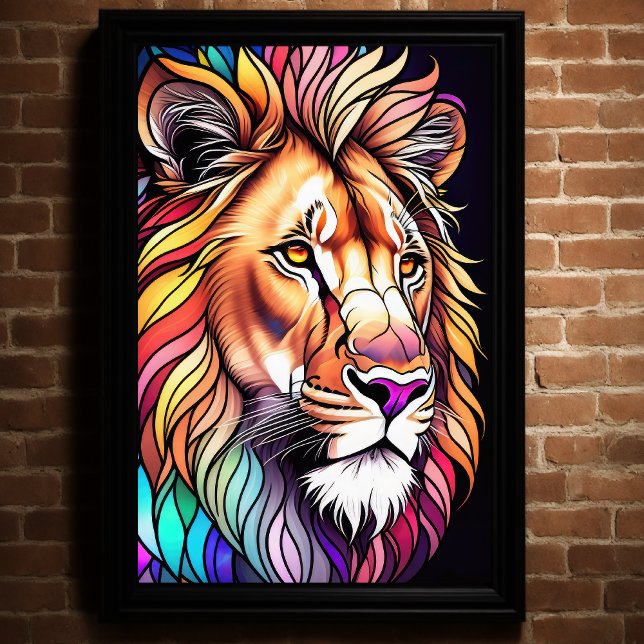 Vattenskärtat glas Stil Lejon 2:3 Poster (Skapare uppladdad)