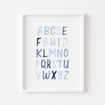 Vattenskärtblått Alfabet poster