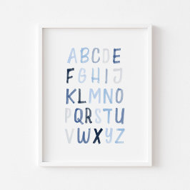 Vattenskärtblått Alfabet poster
