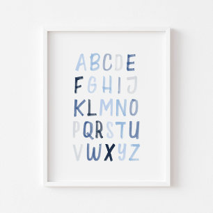 Vattenskärtblått Alfabet poster