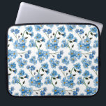 Vattenskärtblått blommönster. Cute-blommor Laptop Fodral<br><div class="desc">Vattenfärgsblått blommönster laptop sleeve.</div>