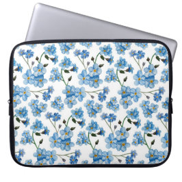 Vattenskärtblått blommönster. Cute-blommor Laptop Fodral