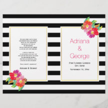 Vattenskärtblommor, svartvit bröllopsprogram